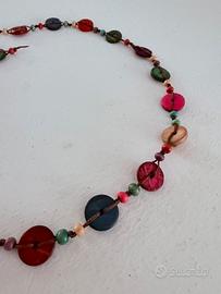 Collana etnica legno colorato regolabile