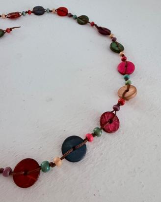 Collana etnica legno colorato regolabile