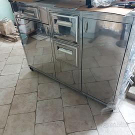 Banco acciaio con tramoggia  per macchina caffè