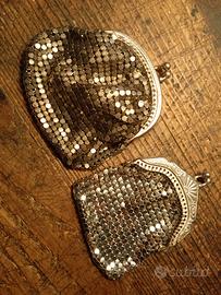 coppia borsellini portamonete vintage argentati 