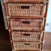 cassettiera midollino vimini rattan