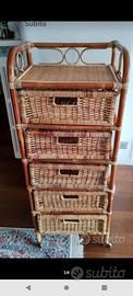 cassettiera midollino vimini rattan