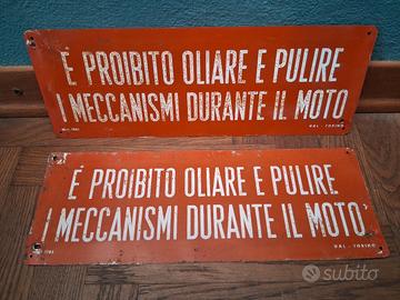 Cartello proibito oliare 