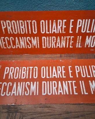 Cartello proibito oliare 