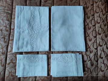 Set pizzo floreale matrimoniale ricamo vintage