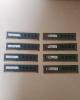 RAM DDR3 8GB Kingston e Hynix 1333 MHz – 8 Moduli