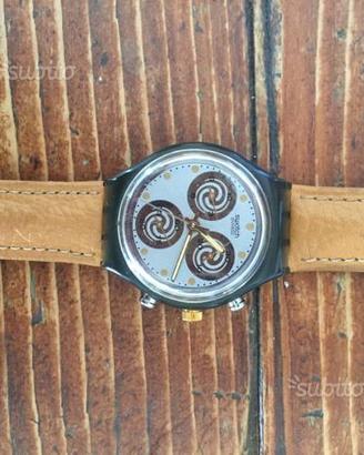 Orologio vintage swatch chron cinturino in pelle