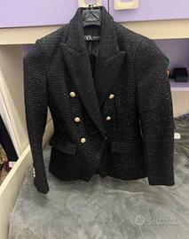 Blazer nero con riflessi glitter zara