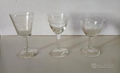 3 bicchierini da liquore vintage anni 20 + omaggio