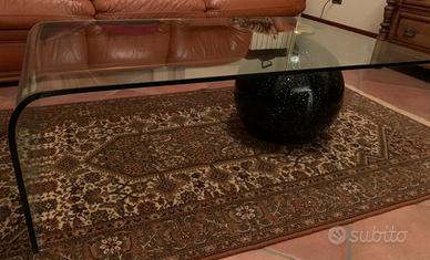 TAVOLINO IN VETRO CRISTALLO con BOCCIA NERA