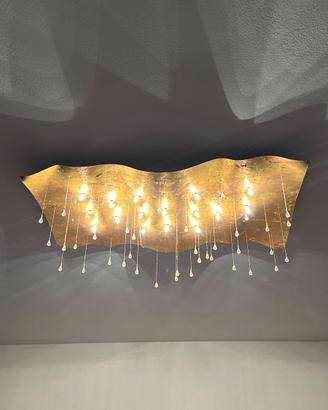 Lampadario Plafoniera Scultura in Foglia d’Oro