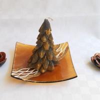 Centrotavola quadrato vetro ambrato/bronzo Abete🎄