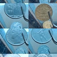 lotto 7 monete Italia con asse spostato o ruotato