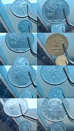 lotto 7 monete Italia con asse spostato o ruotato