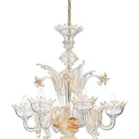 Lampadario in vetro di Murano cristallo oro 5 luci