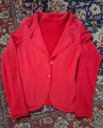 Cardigan donna rosso in cotone.
