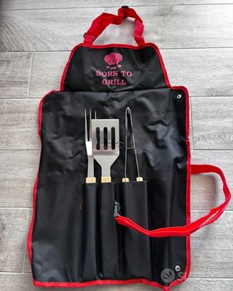 Grembiule per barbecue con utensili