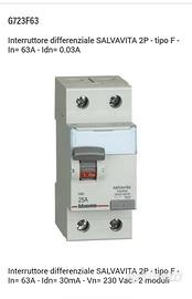 Interrutt. differenziale salvavita tipoF  G723F63 