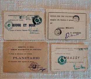 4 Biglietti Cinema Omaggio Roma Anni '70 Questura 
