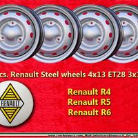 4 pz cerchi Renault R4 4L R5 R6 4x13 ET28 silver