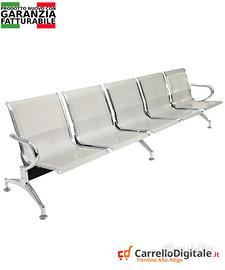 Panca per sala dattesa 5 posti in acciaioSilver