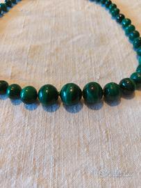 Collana malachite naturale e argento 925