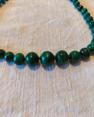 Collana malachite naturale e argento 925