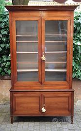 Libreria vetrina antica emiliana Luigi XVI in noce