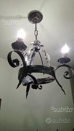 Lampadario ferro battuto