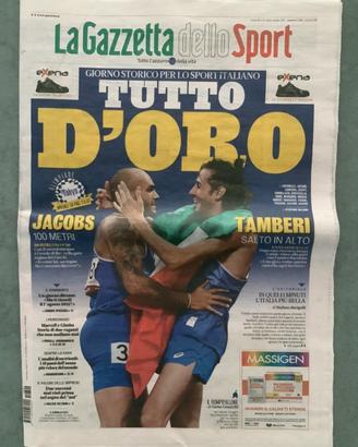 Gazzetta Sport - Olimpiadi Tokyo - Jacobs Tamberi