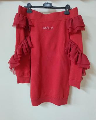 Felpa/Abito corto Gaëlle Paris rosso con volant 