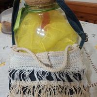 FATTO A MANO. Borsetta jeans ed uncinetto con fran