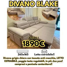 DIVANO CON PENISOLA E LETTO ESTRAIBILE