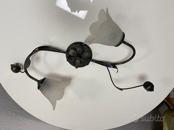 Lampadario applique vintage in ferro e vetro