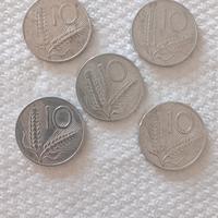 Lotto di cinque Monete da 10 lire