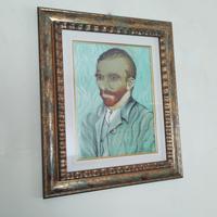 Quadro olio su tela ritratto Van Gogh con cornice