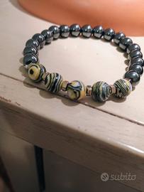 Bracciale uomo con pietre e acciaio 