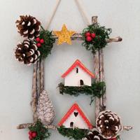 fuori porta natalizio rustico legno ghirlanda 