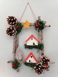 fuori porta natalizio rustico legno ghirlanda 