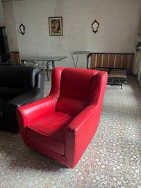 Poltrone in pelle rossa tipo Baxter