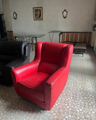 Poltrone in pelle rossa tipo Baxter