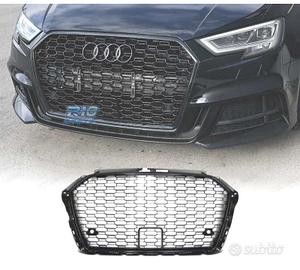 GRIGLIA PER AUDI A3 8V 16-19 PDC LOOK RS3 NERO LUC