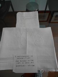 2 asciugamani Anni' 30 in cotone con ricamo