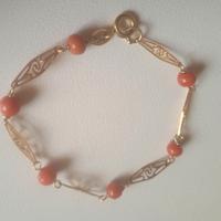 Braccialetto vintage di nascita  in oro e corallo
