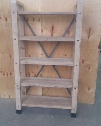 scaffalatura legno vecchio con tiranti gambe ferro