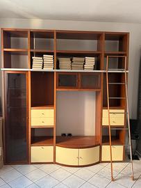 Libreria Salotto Legno e Vetro