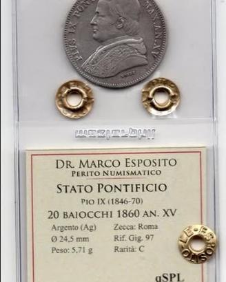 20 BAIOCCHI 1860 ARGENTO STATO PONTIFICIO