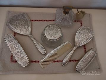 SET TOILETTE ARGENTO  800 -SETTE PEZZI - ANTICO