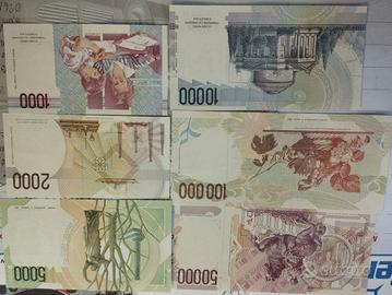 lotto di 6 banconote rep Italiana in FDS