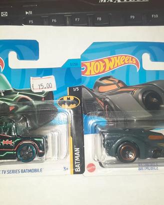 Set Modellini hot wheels auto Batman Batmobile car